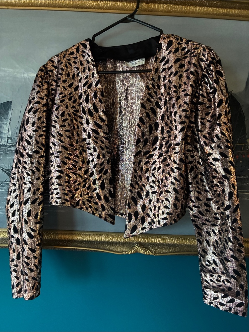 Vintage Fairweather Metallic Velvet Burnout Tuxedo Jacket